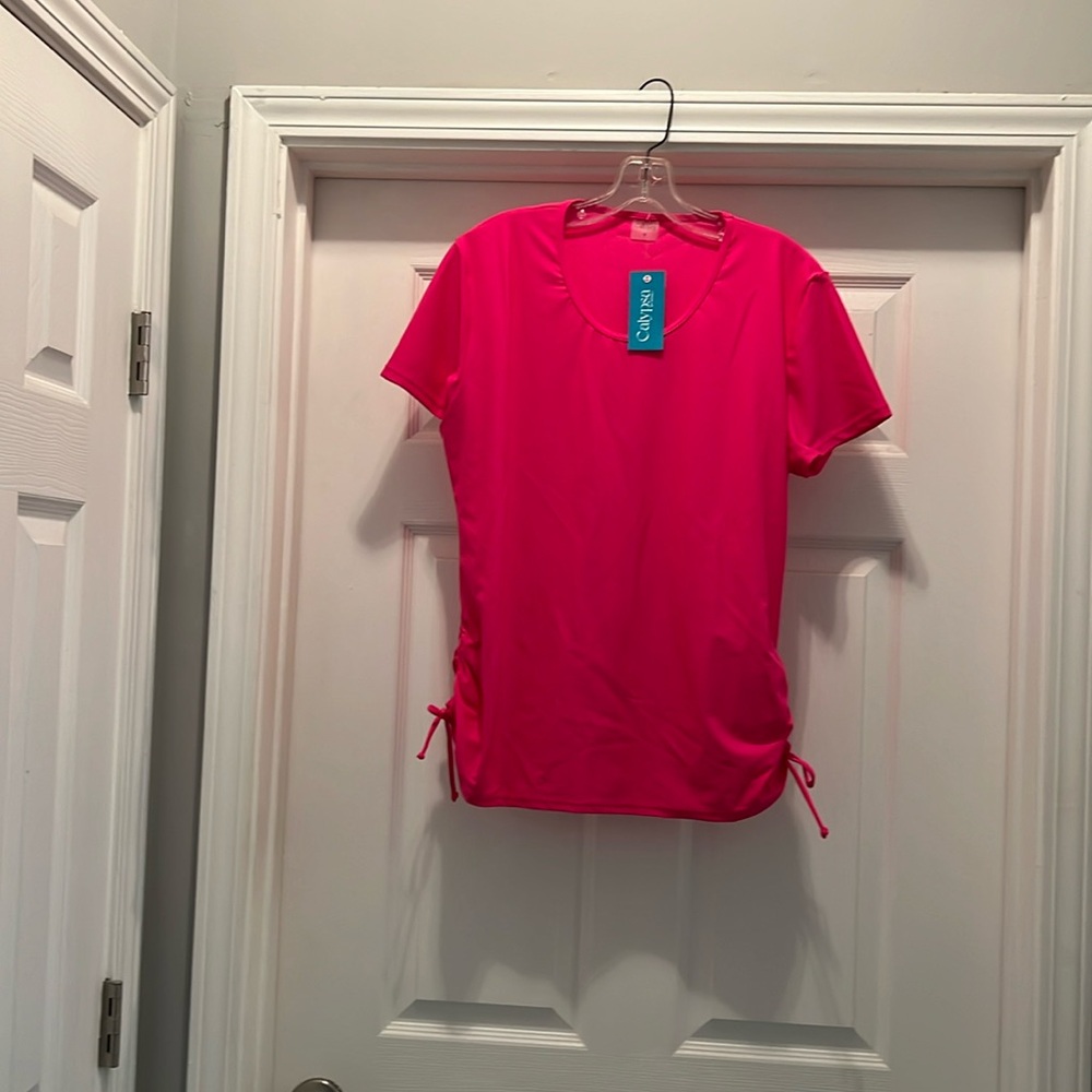 Calypsa Adele Swim Top. Pink  1X UPF 50+
